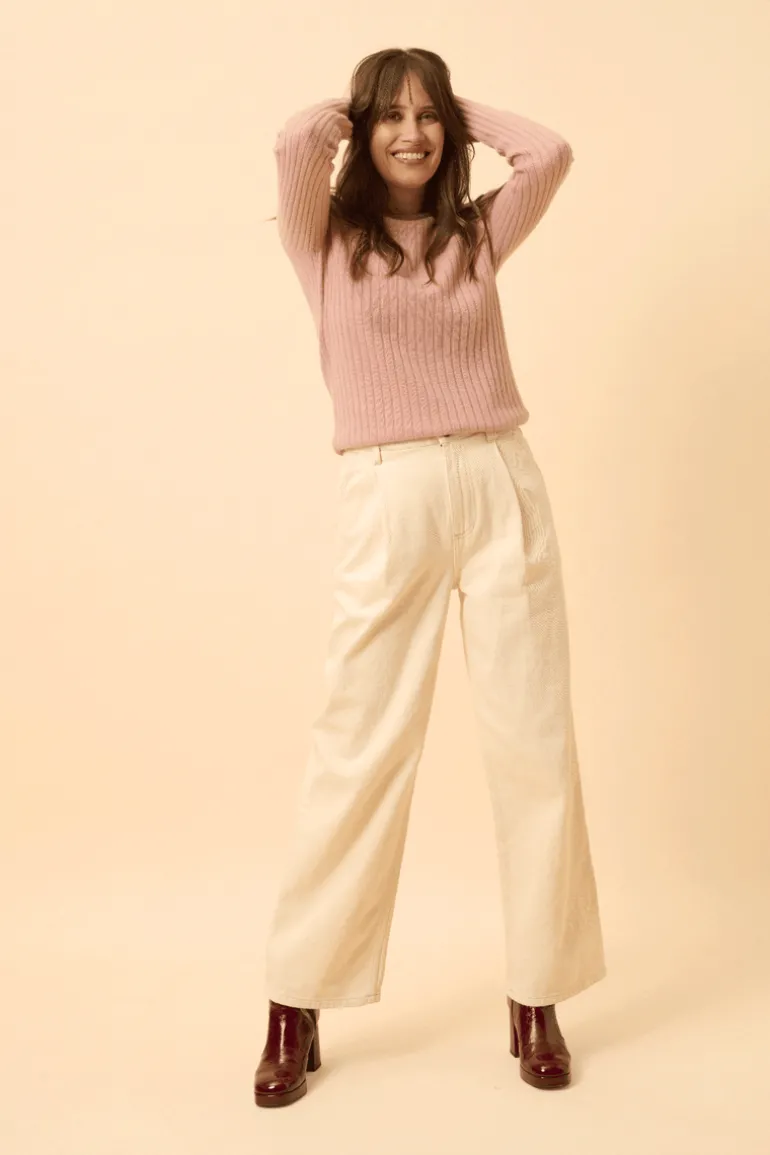 AVANA pull col rond bois de rose