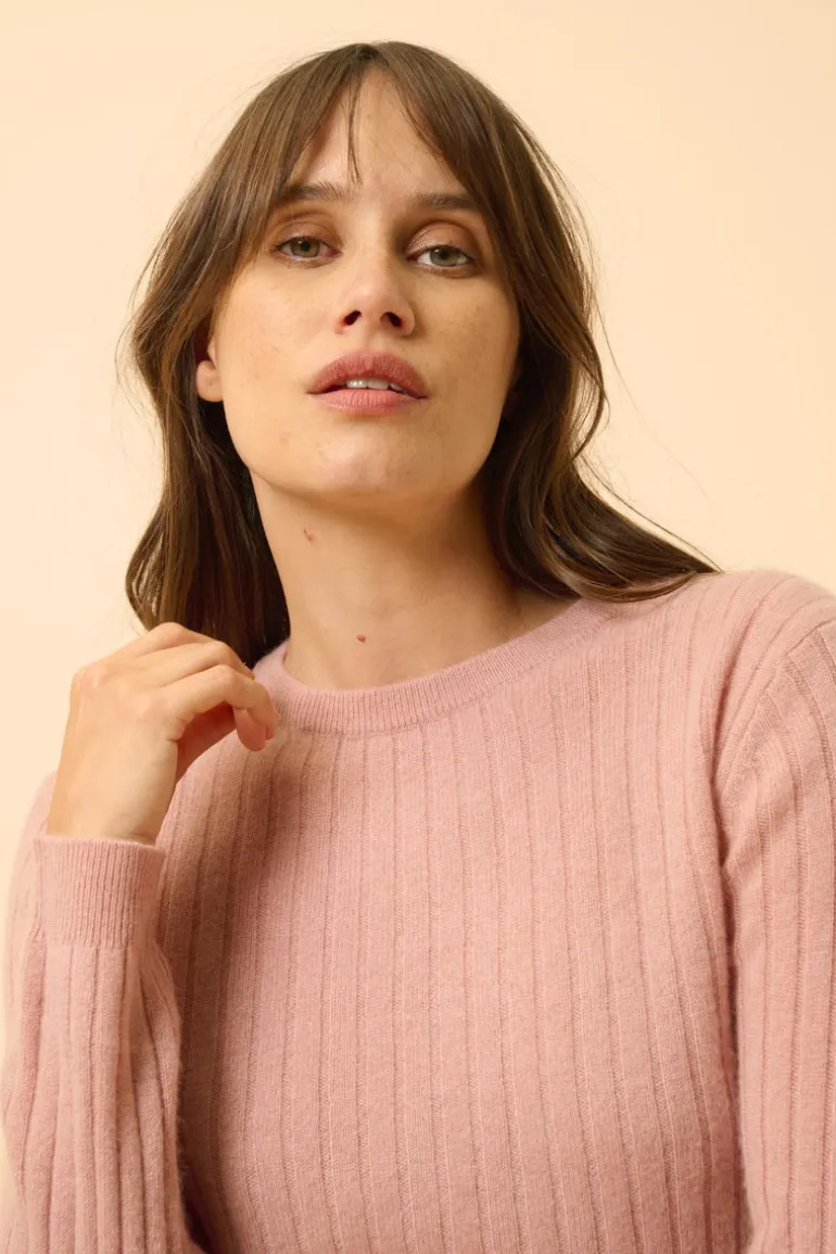 AVANA pull col rond bois de rose