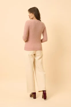 AVANA pull col rond bois de rose