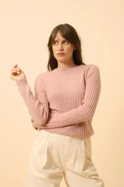 AVANA pull col rond bois de rose