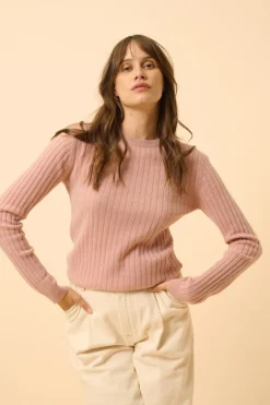 AVANA pull col rond bois de rose