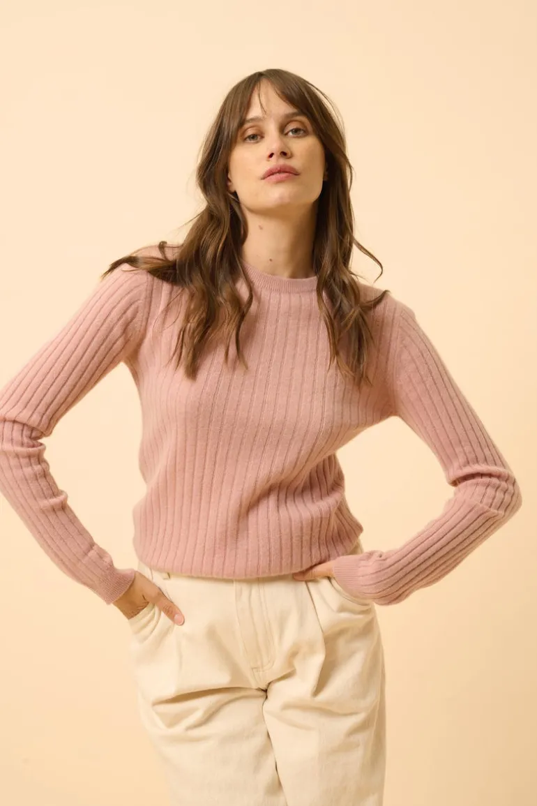 AVANA pull col rond bois de rose