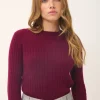 AVANA pull col rond bordeaux
