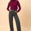 BILLY pull col roulé bordeaux