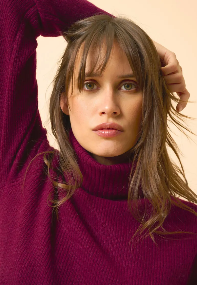 BILLY pull col roulé bordeaux