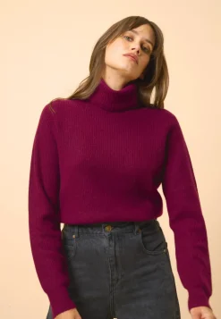 BILLY pull col roulé bordeaux