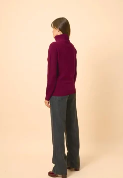 BILLY pull col roulé bordeaux