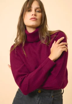 BILLY pull col roulé bordeaux
