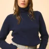BILLY pull col roulé navy