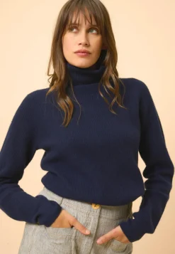 BILLY pull col roulé navy