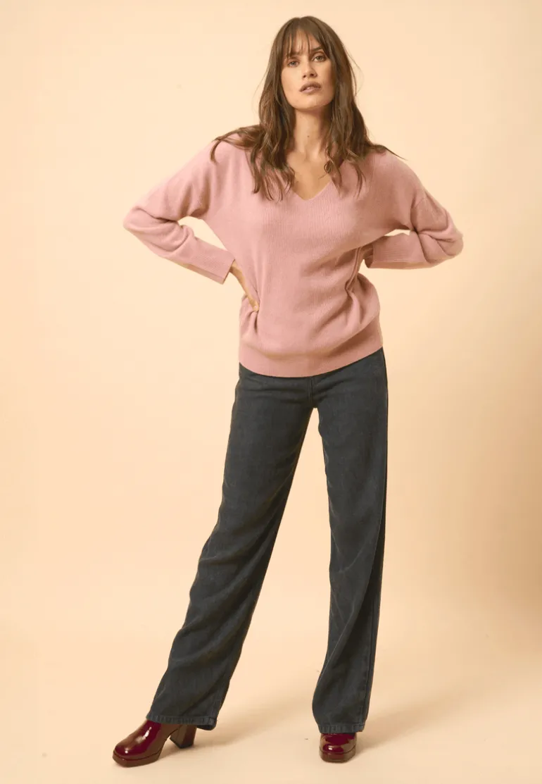 BIRSE pull col v bois de rose