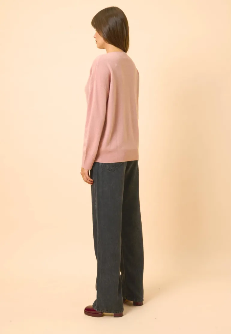 BIRSE pull col v bois de rose
