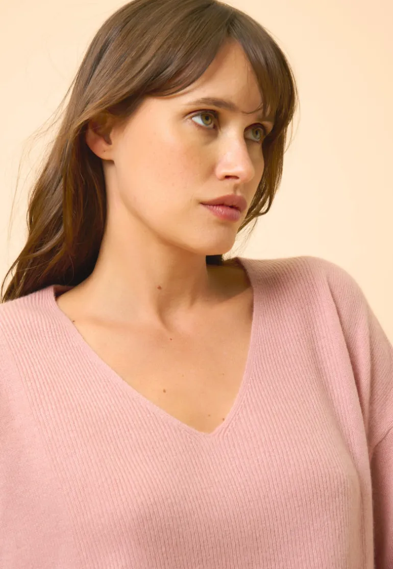 BIRSE pull col v bois de rose