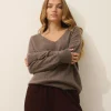 BIRSE pull col v taupe chiné