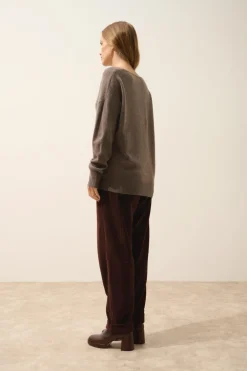 BIRSE pull col v taupe chiné