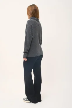 BLANTYRE pull col roulé anthracite chiné