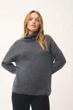 BLANTYRE pull col roulé anthracite chiné