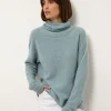 BLANTYRE pull col roulé aqua chiné