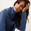 BLANTYRE pull col roulé bleu denim