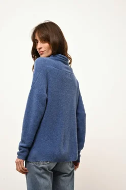 BLANTYRE pull col roulé bleu denim
