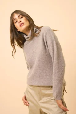 BLANTYRE pull col roulé caribou chiné
