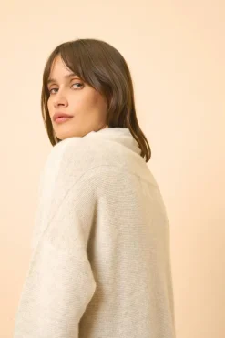 BLANTYRE pull col roulé gris perle chiné