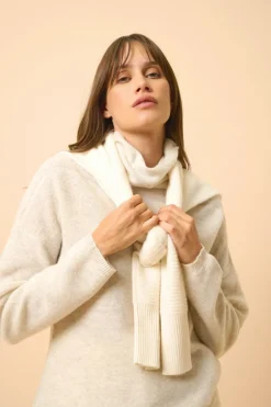 BLANTYRE pull col roulé gris perle chiné