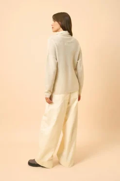 BLANTYRE pull col roulé gris perle chiné