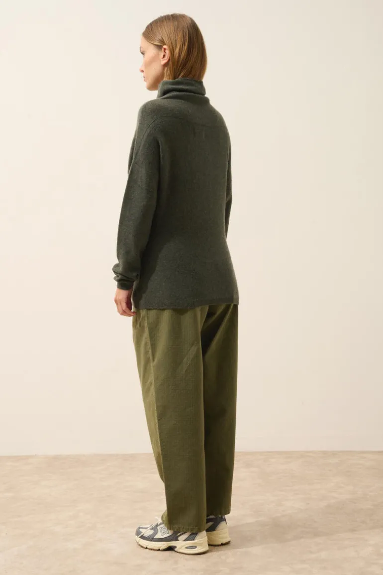 BLANTYRE pull col roulé kaki chiné