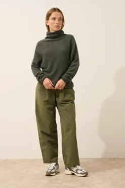 BLANTYRE pull col roulé kaki chiné