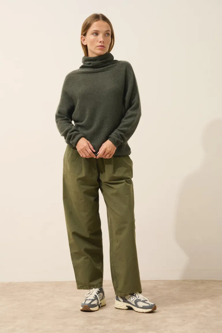 BLANTYRE pull col roulé kaki chiné