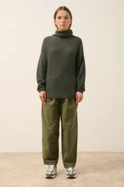 BLANTYRE pull col roulé kaki chiné
