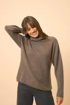 BLANTYRE pull col roulé taupe chiné