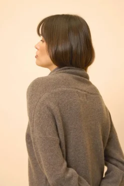 BLANTYRE pull col roulé taupe chiné