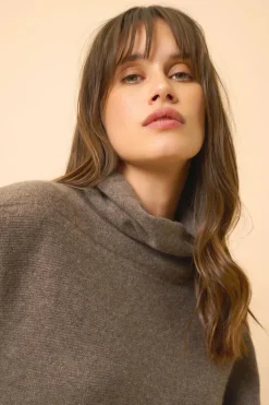 BLANTYRE pull col roulé taupe chiné