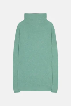 BLANTYRE pull col roulé vert chiné