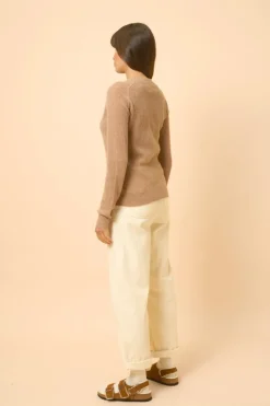CALLIE pull col rond camel chiné