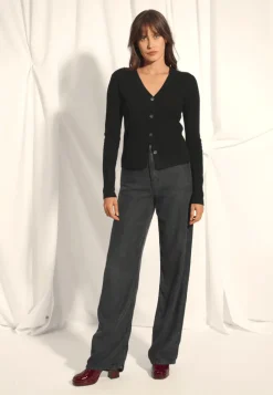 CAMILLE cardigan col v noir