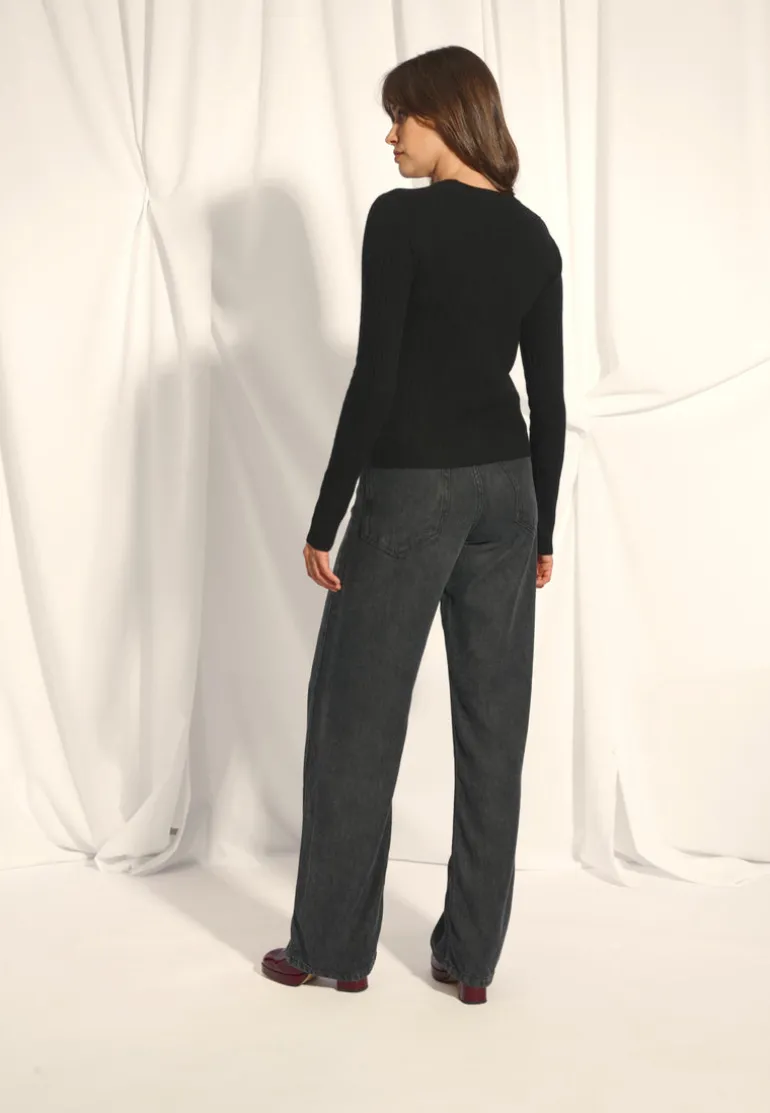 CAMILLE cardigan col v noir
