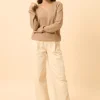 CAPUCINE pull col v camel chiné