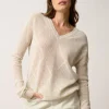 CAPUCINE pull col v gris perle chiné