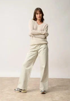 CAPUCINE pull col v gris perle chiné