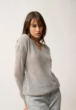 CAPUCINE pull col v nuage chiné