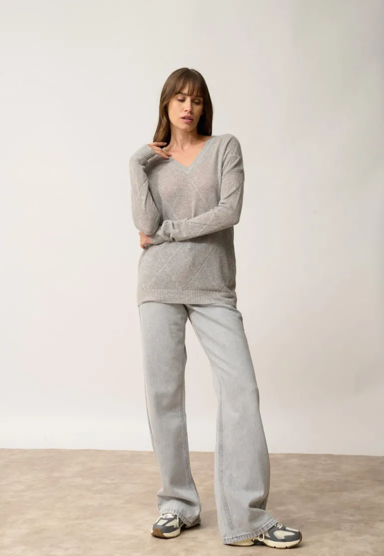 CAPUCINE pull col v nuage chiné