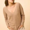 CASSIE pull col v camel chiné