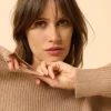 CHARLINE pull col rond camel chiné