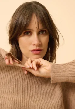 CHARLINE pull col rond camel chiné