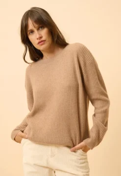 CHARLINE pull col rond camel chiné