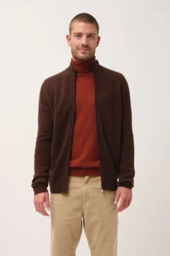 CHARLOTTE gilet col camionneur café