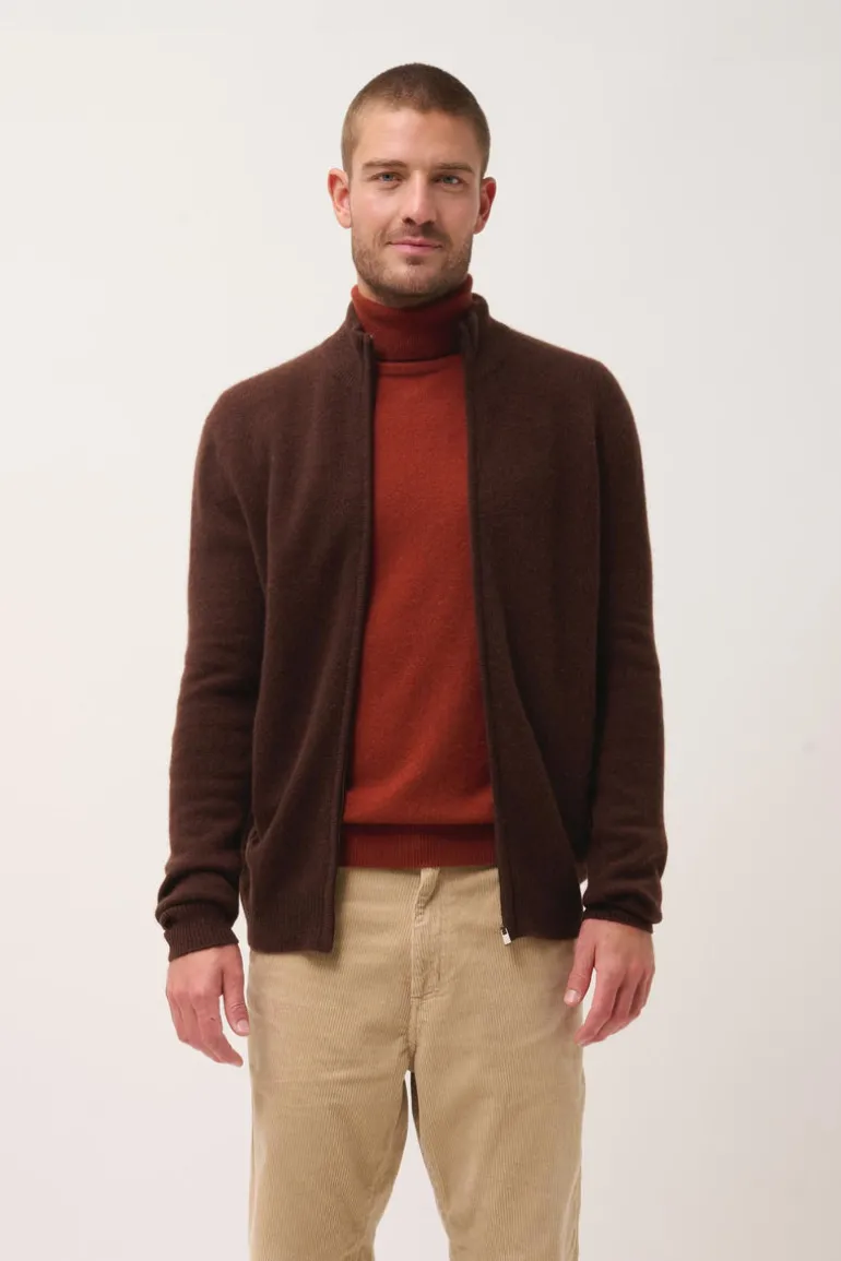 CHARLOTTE gilet col camionneur café